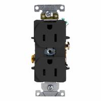 LEVITON Duplex Receptacle Outlet: Duplex, 5-15, Black, 125V AC, 15 A, 2 Pole / 3 Wire (MPN 5252-E)