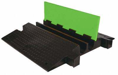 CHECKERS HI-VIZ CABLE PROTECTOR: 2 Channels, Hinged, 3 3/4 in Max Cable Dia - 2-Channel Hinged-Cover Cable Ramps