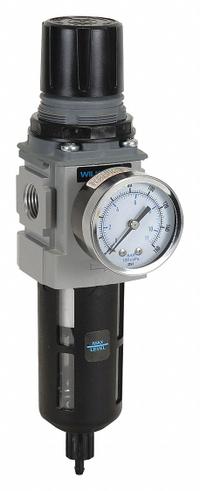 WILKERSON Filter-Regulator: B18 Series, 3/8 in NPT, 158 cfm, 5 micron, 0 psi to 125 psi, Aluminum (MPN B18-03-FKG0B). Key specifications — attr109419: WILKERSON; attr109429: Aluminum; attr109463: Yes; attr109467: Nitrile; attr109468: B18.