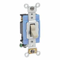 LEVITON Wall Switch: Toggle Switch, Double Pole, Maintained, Ivory, 120/277V AC, 15 A (MPN 1202-2I). Key specifications — Illuminated: No; Voltage Rating: 120/277V AC.
