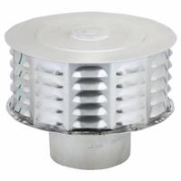 Vent Cap: Louvered Hood Venting, Vented Rain Cap, Round, 5 in Duct, 3105, Aluminum, Silver Finish (MPN 5CW). Key specifications — Screen Included: No; Backdraft Damper Included: No; Brand: AMERI-VENT; Product Type: Vent Cap; Color: Silver; Connection Type: Press Fit; Type of Cap/Hood: Wall Cap; Material of Cap/Hood: Aluminum.