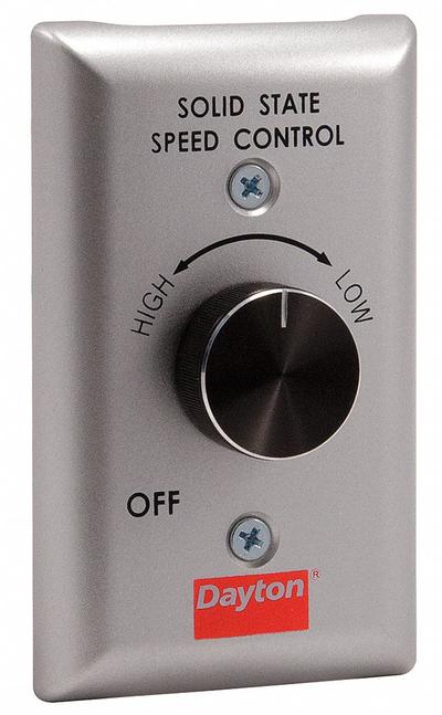 Dayton Speed Control: Dial, 1 Switches or Dials, 115V AC, Aluminum Plate, Silver Plate - Dial Fan Speed Controls