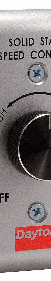 Speed Control: Dial, 1 Switches or Dials, 115V AC, Aluminum Plate, Silver Plate, 6 A (MPN 48C172). Key specifications — Brand: DAYTON; Reversible: Not Reversible; Input Voltage: 115V AC; Compatible with Series: Dayton Speed Controllable Fans; Plate Material: Aluminum.
