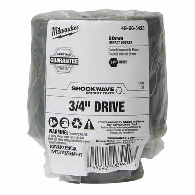 MILWAUKEE Deep Impact Socket: 3/4 in Drive Size, Metric, 50 mm Socket Size, 6-Point - 3/4" Drive Impact Sockets