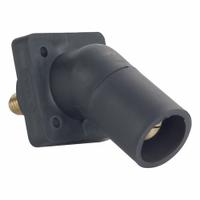 Single Pole Receptacle: Black, Angled Taper Nose Mating, Threaded Stud Termination, 600V AC/600V DC (MPN 16R29-UE). Key specifications — Series: 16; Receptacle Gender: Male; Brand: LEVITON.