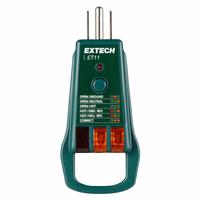 EXTECH Receptacle Tester: 110 V AC to 125 V AC, 5-15P, GFCI, Light, No Display (MPN ET11). Key specifications — Brand: EXTECH; CAT Safety Rating: Not Rated.