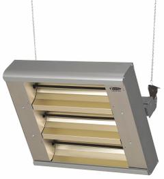 FOSTORIA Electric Infrared Heater: 4800W Watt Output, 480V AC, 1 or 3 Phase, Hardwired, Quartz Lamp (MPN 223-30-THA-480V). Key specifications — Wattage Output: 4800W; Voltage: 480V AC; Brand: FOSTORIA; Electrical Connection: Hardwired; Element Type: Quartz Lamp; Housing Color: Silver; Housing Material: Aluminum; Overall Dimensions - L x W x D: 24 in x 21-1/2 in x 11 in.