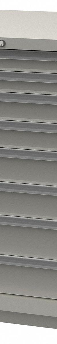 LISTA Modular Drawer Cabinet: 28 1/4 in x 28 1/2 in x 41 3/4 in, 8 Drawers, 148 Compartments, Gray (MPN SC09-0807A-FTKALG). Key specifications — Drawer Inside Height: (2) 5 in; Drawer Access: Single; Base Type: Frame; Number of Compartments per Drawer: (2) 16; Brand: LISTA; Cabinet Color: Gray.