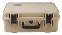 SKB Protective Case: 24 in x 24 in x 14 in Inside, No Foam, Beige, 2 Wheels, 25 lb Wt, IP67, Latches (MPN 3I-2424-14TE). Key specifications — Handle Style: Folding; Brand: SKB; Case Closure Type: Latches.