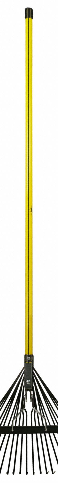 NUPLA Leaf Rake: Spring Brace Head, Steel Head, Fiberglass Handle, 54 in Handle Lg (MPN 75.69-610). Key specifications — Head Style: Spring Brace; Head Material: Steel; Rake Type: Leaf Rake.