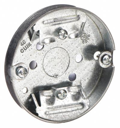 RACO Electrical Box: Steel, Steel Material & Nominal Size, Round, 1 Gangs - Ceiling Electrical Boxes