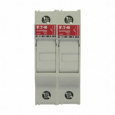 BUSSMANN Fuse Block: Finger-Safe, 2 Pole, 600 V AC, DIN Rail Mounting - Midget Fuse Blocks