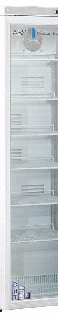 Controlled Room Temperature Cabinet: 115 V, 20°C to 25°C, 23 3/4 in Overall Wd, 26 1/2 in Overall Dp (MPN CRT-ABT-HC-10PG). Key specifications — Brand: AMERICAN BIOTECH SUPPLY; Voltage: 115 V; Includes: (6) Adjustable Shelves; Door Hinge: Right Hinge.