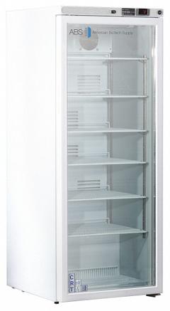 Controlled Room Temperature Cabinet: 115 V, 20°C to 25°C, 23 3/4 in Overall Wd, 26 1/2 in Overall Dp (MPN CRT-ABT-HC-10PG). Key specifications — Brand: AMERICAN BIOTECH SUPPLY; Voltage: 115 V; Includes: (6) Adjustable Shelves; Door Hinge: Right Hinge.