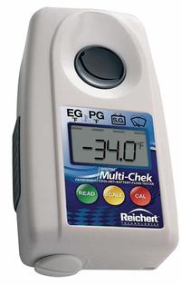 REICHERT Refractometer: Auto, Digital, 3 7/8 in Overall Dp, 2 1/8 in Overall Wd, 1 in Overall Ht (MPN 13940029). Key specifications — attr1073899: REICHERT; attr1079772: +/-0.5°F Engine Coolant Freeze Point; attr1079778: Automatic; attr1079777: 0.003; attr1108250: DOT4 Brake Fluid Boiling Point.