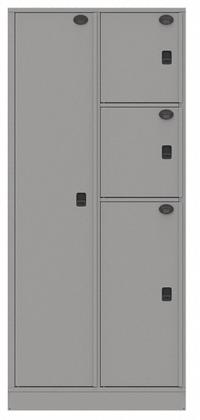 SENTINEL Law Enforcement Evidence Locker: Non-Pass-Through Backing, Slam Latch, 4 Compartments, Gray (MPN 04AA-NPT). Key specifications — Brand: SENTINEL; Product Ships: Assembled; Color: Gray.