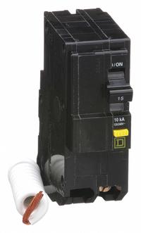 SQUARE D Miniature Circuit Breaker: 15 A, 120/240V AC, Single Phase, 10kA at 120/240V AC, 2 Poles (MPN QO215GFI). Key specifications — Phase: Single; Amps: 15 A; AC Voltage Rating: 120/240V AC; Max. AIR Rating: 10kA at 120/240V AC; For Use With: QO Load Centers and NQ Panelboards; Brand: SQUARE D.