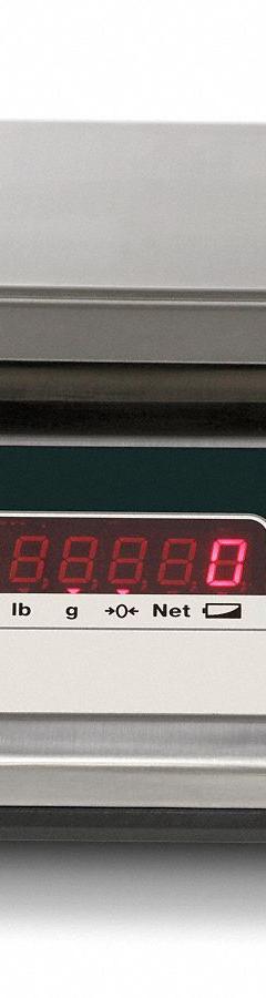 RICE LAKE WEIGHING SYSTEMS Food Scale: 7 7/8 in Weighing Surface Dp, 9 3/8 in Weighing Surface Wd (MPN RLP-60S). Key specifications — Readability: 10 g/0.02 lb/0.2 oz; Brand: RICE LAKE WEIGHING SYSTEMS; IP Rating: IP68.