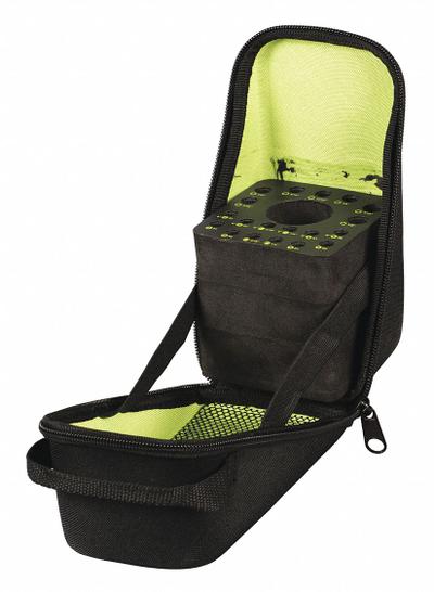 GREENLEE Socket Case: Black, 3 3/4 in Overall Wd, 19 Posts/Slots, Canvas - Tool Organizer Trays