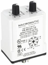 MACROMATIC Single Function Time Delay Relay: Socket Mounted, 240V AC, 10 A, 8 Pins/Terminals (MPN TR-55121-12). Key specifications — Brand: MACROMATIC.