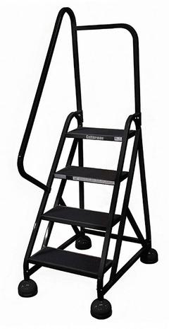COTTERMAN Rolling Ladder: 3 ft Platform Ht, Partially Assembled, Steel, Wt-Actuated Auto-Lock (MPN ST-422 A2 C7 P5). Key specifications — Includes Handrails: Handrails Included; Material: Steel; Brand: COTTERMAN; Color: Black.