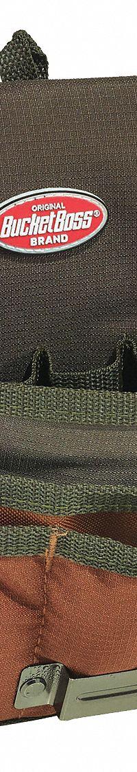 BUCKET BOSS Tool Pouch: For 2 in Belt Wd - Max, 9 Pockets, Green (MPN 54140). Key specifications — Closure Type: Open Top; Attachment: Clip; Color: Green; Brand: BUCKET BOSS.