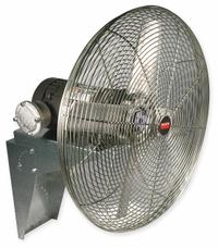 DAYTON Mounted Fan: 24 in Blade Dia, 115/230V AC, 1/4 hp Motor HP, Wall Mount, Non-Oscillating (MPN 1VCH1). Key specifications — Brand: DAYTON; Voltage: 115/230V AC; Number of Speeds: 1; Fan Mounting Location: Wall; Oscillation: Non-Oscillating; Mounting Type: Bracket.