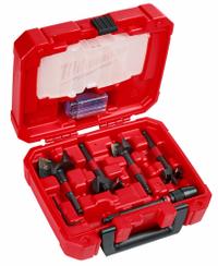 MILWAUKEE Plumber Self Feed Drill Bit Set: Hex, 6 1/2 in Overall Lg, Steel, 1/4 in Shank Hex Size (MPN 49-22-5100). Key specifications — attr255730: (1) 5-1/2 in Extension; attr325817: Plumber Self Feed Drill Bit Set; attr277224: MILWAUKEE.