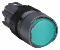 SCHNEIDER Flush Push Button: Green, 16 mm Mounting Size, Non-Metallic, Momentary (MPN ZB6AW3). Key specifications — Brand: SCHNEIDER; Action: Momentary; Series: XB6; Push Button Material Type: Non-Metallic.