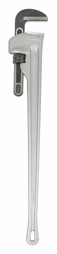 RIDGID Pipe Wrench: Aluminum, 6 in Jaw Capacity, Serrated, 48 in Overall Lg, I-Beam (MPN 31115). Key specifications — attr309808: I-Beam; attr309815: Aluminum; attr324941: RIDGID.