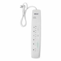 WOODS Surge Protector: 6 Outlets, 3 ft Cord Lg, 1,780 J Rated Energy, 15 A Current, White, 5-15P (MPN 41704). Key specifications — Brand: WOODS; Mounting Style: Non Mounting.