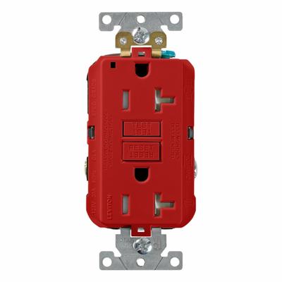 LEVITON Plugs and Receptacles: Duplex, 5-20, Red, GFCI, 125V AC, 20 A - General Purpose Receptacles