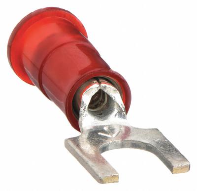 3M Fork Terminals: Red, Nylon, #6 Stud Size, 22 AWG – 18 AWG Wire Range - Insulated Fork Terminals