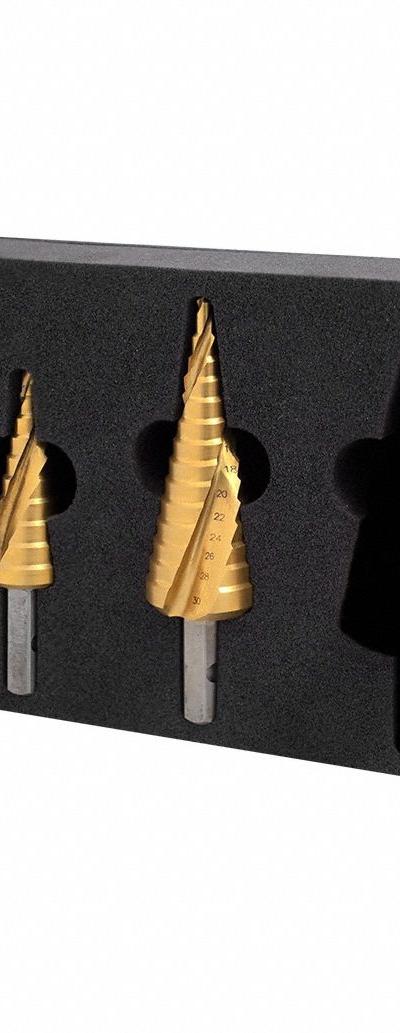 HOLEMAKER TECHNOLOGY Step Drill Bit Set: 3 Pc - VersaDrive Impact-Rated High-Speed Steel Step Drill Bit Sets