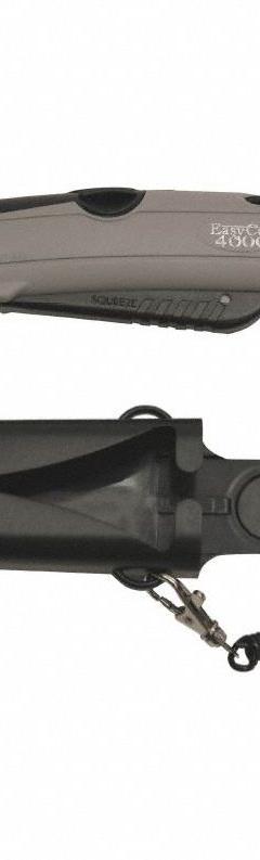 ADCO Box Cutter: 7 in Overall Lg, Textured, 2 in Overall Wd, Plastic, Gray, Slot Drop (MPN 09307). Key specifications — attr307884: Slot Drop; attr307885: Carbon Steel Rounded Tip; attr307882: Gray; attr307878: Textured; attr307881: Plastic; attr324892: ADCO.