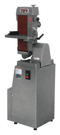 JET Belt Finishing Machine: For Metal, 230/460 V, Three-Phase, 1.5 hp, 6 in Belt Wd, 48 in Belt Lg (MPN 414601). Key specifications — attr652810: 230/460 V; attr652799: Belt Grinder; attr663749: Metal; attr652794: Three-Phase; attr663750: Floor Standing; attr652806: J-4300; attr652768: JET.