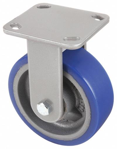 HAMILTON Plate Caster: Rigid, No Brake, Polyurethane, 6 in Wheel Dia, 2 in Wheel Wd - Medium-Duty Plate Casters