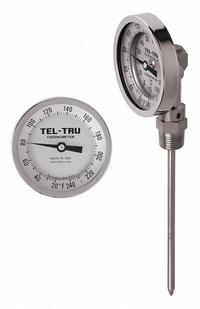 TEL-TRU Dial Thermometer: 50°F to 500°F, +/- 1% Accuracy, 4 in Stem Lg, Fahrenheit (MPN BC550R-0464). Key specifications — Temperature Units: Fahrenheit; Accuracy: +/- 1%; Brand: TEL-TRU.