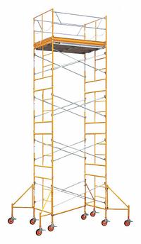 BIL-JAX Scaffold Tower: Aluminum/Steel/Wood, 2 ft to 21 ft, 120 in x 57 in, 2,000 lb Load Capacity (MPN 6004C 10x20RT). Key specifications — Brand: BIL-JAX; Height Adjustability: Fixed Height; Included Components: 32 in Outriggers.