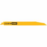 DEWALT Reciprocating Saw Blade: 10 Teeth per Inch, 12 in Blade Lg, 0.06 in Blade Thick, 5 PK (MPN DWAR160). Key specifications — attr1109198: 10; attr1109200: Rigid for Straight Cuts; attr1109201: Tapered; attr1109209: DEWALT.