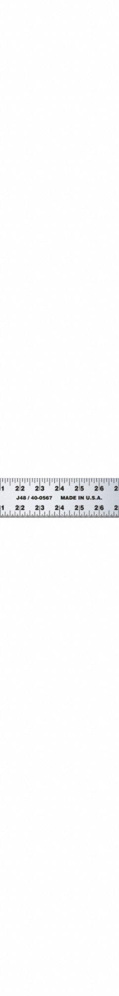 JOHNSON LEVEL Straight Edge: J48, 48 in, 0.13 in Thick, 1/16 in, Anodized, Black, Semi-Flex, Matte. Key specifications — attr939978: 1/16 in; attr934745: JOHNSON LEVEL; attr944508: Horizontal; attr944509: Anodized; attr939993: Decimal; attr986193: Printed.