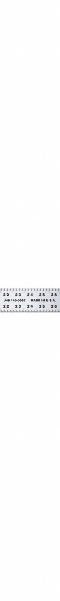 JOHNSON LEVEL Straight Edge: J48, 48 in, 0.13 in Thick, 1/16 in, Anodized, Black, Semi-Flex, Matte. Key specifications — attr939978: 1/16 in; attr934745: JOHNSON LEVEL; attr944508: Horizontal; attr944509: Anodized; attr939993: Decimal; attr986193: Printed.