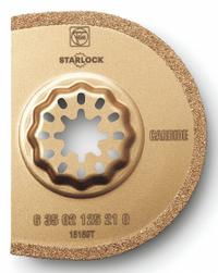 FEIN Oscillating Scraper Blade: 3 in Blade Wd, 3 in Blade Lg, Carbide Grit, Starlock Connection (MPN 63502125210). Key specifications — attr1097676: FEIN; attr1097658: Carbide Grit; attr1097655: Rounded.