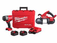 MILWAUKEE Impact Wrench and Band Saw Kit: 2 Tools, Impact Wrench/Portable Band Saw, 18 V DC Volt (MPN 2967-22, 2829-20). Key specifications — attr1176460: Portable Band Saw.