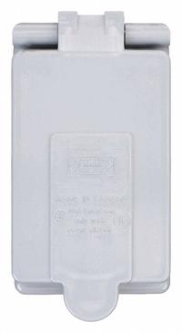 HUBBELL WIRING DEVICE-KELLEMS Weatherproof Cover: Thermoplastic, 1 Gangs, 4 7/8 in Overall Ht, Gray (MPN CWP26CR). Key specifications — Brand: HUBBELL WIRING DEVICE-KELLEMS; Color: Gray; Compatible with Product Type: FD Boxes; Mounting Orientation: Vertical.