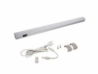 LED Strip Light: 24 in Lg, 720 lm, 4500K, 10.2 W, Plug-In, Silver, Aluminum, 1 in Ht, 120V AC (MPN ZX524-HL-CW-9). Key specifications — attr1262778: 120V AC; attr1262749: Plug-In; attr1262754: Integrated LED; attr1262758: Aluminum; attr1262760: Yes; attr1262765: LED; attr1262776: High/Low; attr1262780: 4500K.