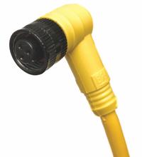 Cordset: 1/2"-20 Female Right Angle x Bare Wire, 3 Pins, Yellow, PVC, 6 ft Cable Lg (MPN 703001D02F060). Key specifications — Brand: BRAD HARRISON; Cable Jacket Color: Yellow; IP Rating: IP68; Wire Size: 22 AWG.