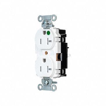 HUBBELL Receptacle: Hospital Grade, Duplex, 5-20R, White, 125V AC, 20 A - General Purpose Receptacles