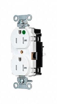 HUBBELL Receptacle: Hospital Grade, Duplex, 5-20R, White, 125V AC, 20 A, 2 Pole / 3 Wire (MPN 8300STWTR)