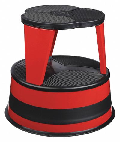 CRAMER Step Stool: 14.5 in Overall Ht, 350 lb Load Cap, 2 Steps, Steel - Round Rolling Step Stools